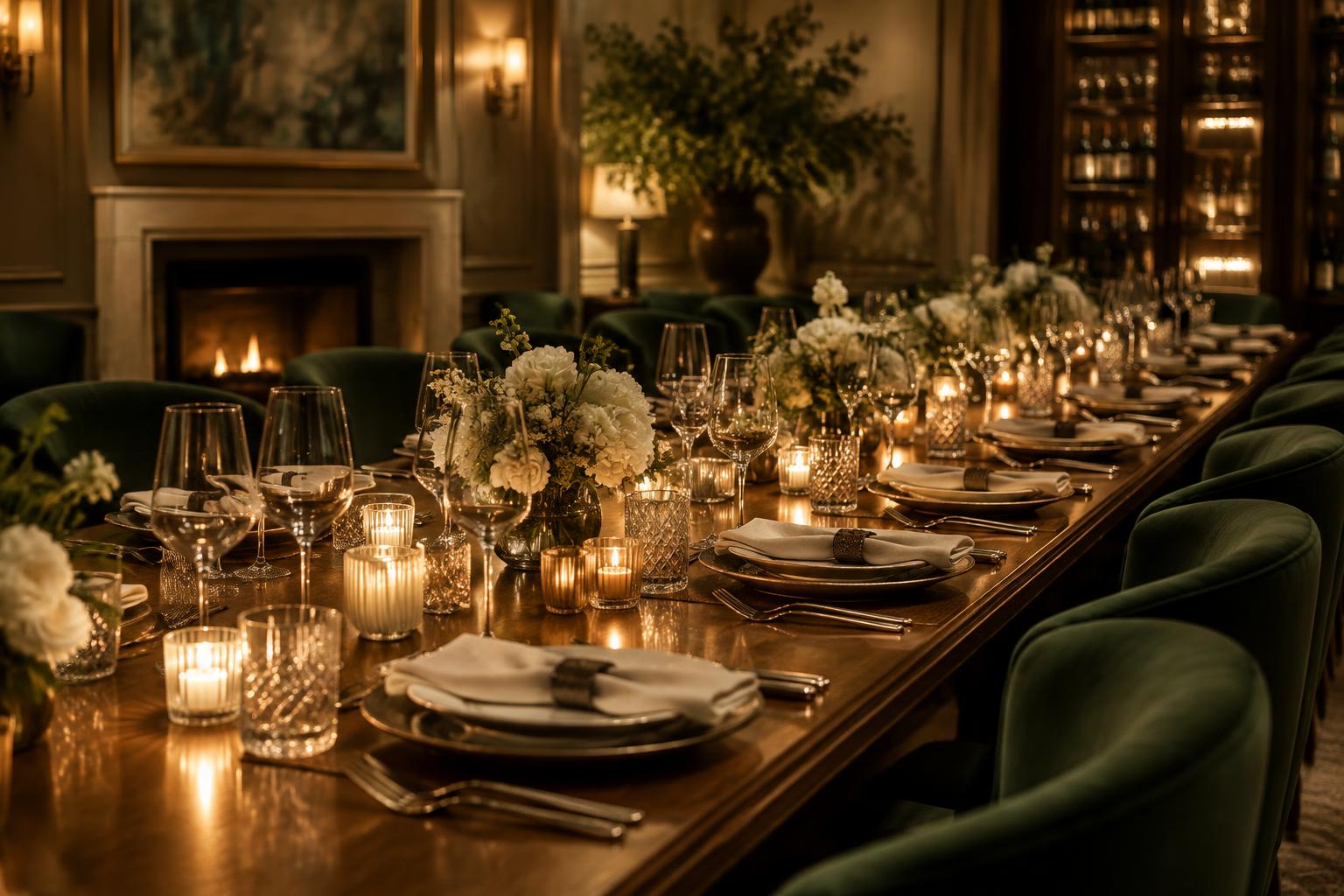 Illustrative intimate candlelit dinner table